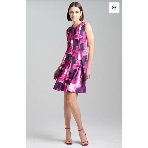N NATORI NWT Brushstroke Pleated Dress Purple Pink Sz 18, MP $160 - Picture 11 of 11